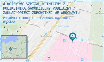PORADNIA CHIRURGII SZCZĘKOWO-TWARZOWEJ - 4 WOJSKOWY SZPITAL KLINICZNY Z POLIKLINIKĄ SAMODZIELNY PUBLICZNY ZAKŁAD OPIEKI ZDROWOTNEJ WE WROCŁAWIU - UL. RUDOLFA WEIGLA 5,  WROCŁAW