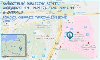 PORADNIA CHIRURGII TWARZOWO-SZCZĘKOWEJ - SAMODZIELNY PUBLICZNY SZPITAL WOJEWÓDZKI IM. PAPIEŻA JANA PAWŁA II W ZAMOŚCIU - ALEJE JANA PAWŁA 10,  ZAMOŚĆ