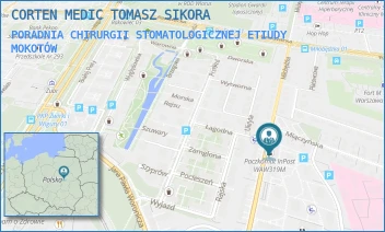 PORADNIA CHIRURGII STOMATOLOGICZNEJ ETIUDY - CORTEN MEDIC TOMASZ SIKORA - ETIUDY REWOLUCYJNEJ 48,  MOKOTÓW