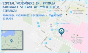 PORADNIA CHIRURGII SZCZĘKOWO - TWARZOWEJ - SZPITAL WOJEWÓDZKI IM. PRYMASA KARDYNAŁA STEFANA WYSZYŃSKIEGO W SIERADZU - UL. ARMII KRAJOWEJ 7,  SIERADZ
