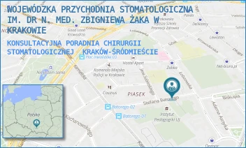 KONSULTACYJNA PORADNIA CHIRURGII STOMATOLOGICZNEJ - WOJEWÓDZKA PRZYCHODNIA STOMATOLOGICZNA IM. DR N. MED. ZBIGNIEWA ŻAKA W KRAKOWIE - UL. BATOREGO 3,  KRAKÓW-ŚRÓDMIEŚCIE