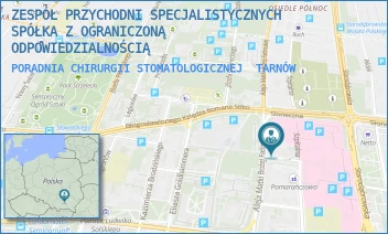 PORADNIA CHIRURGII STOMATOLOGICZNEJ - ZESPÓŁ PRZYCHODNI SPECJALISTYCZNYCH SPÓŁKA Z OGRANICZONĄ ODPOWIEDZIALNOŚCIĄ - UL. MARII SKŁODOWSKIEJ-CURIE 1,  TARNÓW