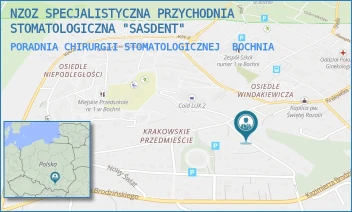 PORADNIA CHIRURGII STOMATOLOGICZNEJ - NZOZ SPECJALISTYCZNA PRZYCHODNIA STOMATOLOGICZNA "SASDENT" - UL. WŁODZIMIERZA PODGÓRCA 2,  BOCHNIA