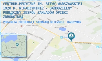 PORADNIA CHIRURGII STOMATOLOGICZNEJ - CENTRUM MEDYCZNE IM. BITWY WARSZAWSKIEJ 1920 R. W RADZYMINIE - SAMODZIELNY PUBLICZNY ZESPÓŁ ZAKŁADÓW OPIEKI ZDROWOTNEJ - KONSTYTUCJI 3 MAJA 17,  RADZYMIN