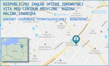 GABINET CHIRURGII STOMATOLOGICZNEJ - NIEPUBLICZNY ZAKŁAD OPIEKI ZDROWOTNEJ  VITA MED CENTRUM MEDYCZNE  BOŻENA HALINA ZAWADZKA - GENERAŁA JÓZEFA HALLERA 8/2/11,  BIAŁYSTOK