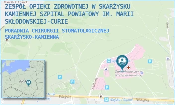 PORADNIA CHIRURGII STOMATOLOGICZNEJ - ZESPÓŁ OPIEKI ZDROWOTNEJ W SKARŻYSKU-KAMIENNEJ SZPITAL POWIATOWY IM. MARII SKŁODOWSKIEJ-CURIE - SZPITALNA 1,  SKARŻYSKO-KAMIENNA