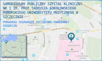 PORADNIA CHIRURGII SZCZĘKOWO-TWARZOWEJ - UNIWERSYTECKI SZPITAL KLINICZNY NR 1 IM. PROF. TADEUSZA SOKOŁOWSKIEGO PUM W SZCZECINIE - UNII LUBELSKIEJ 1,  SZCZECIN